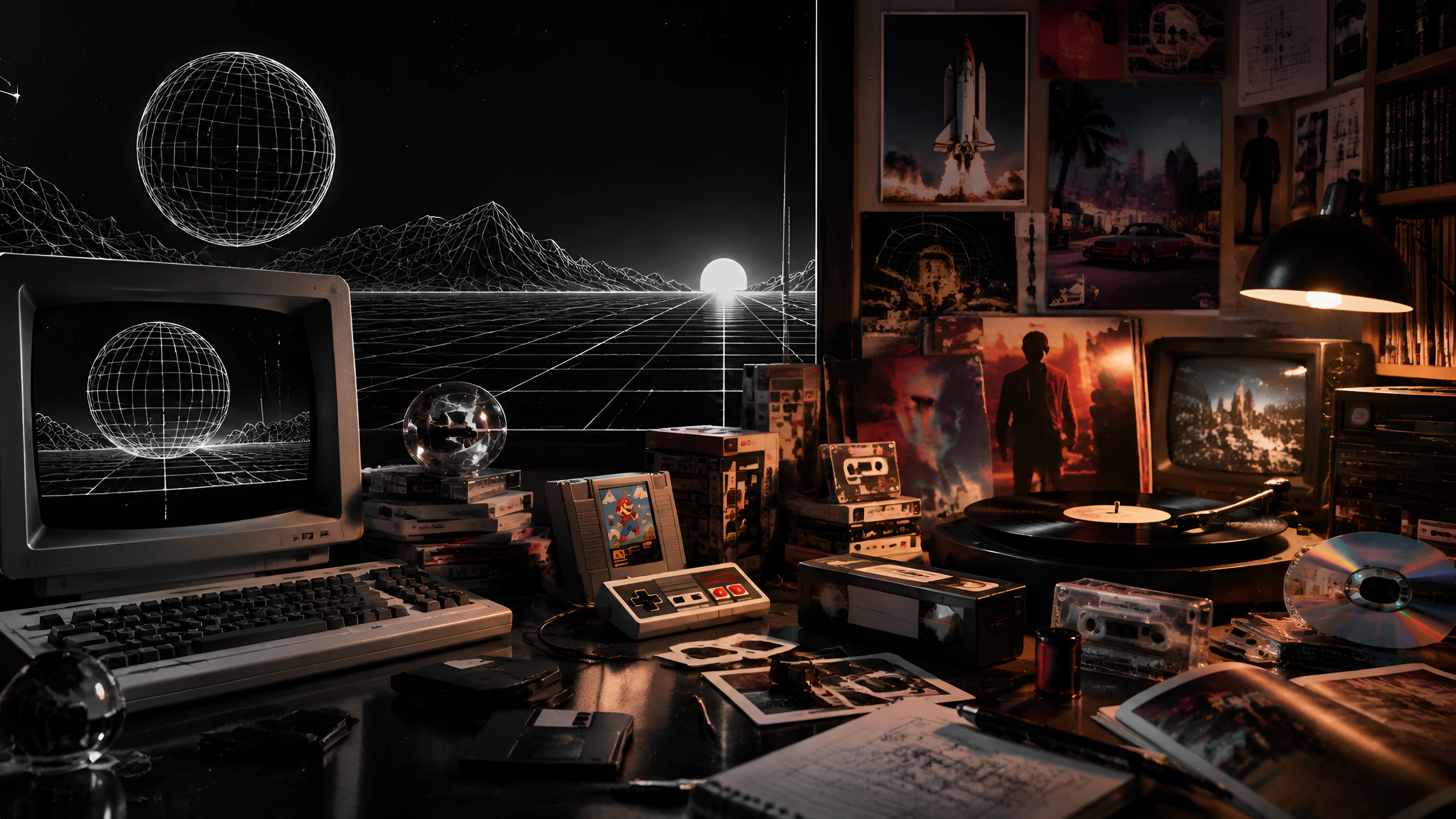 1980s imagination: CRT and wireframe world